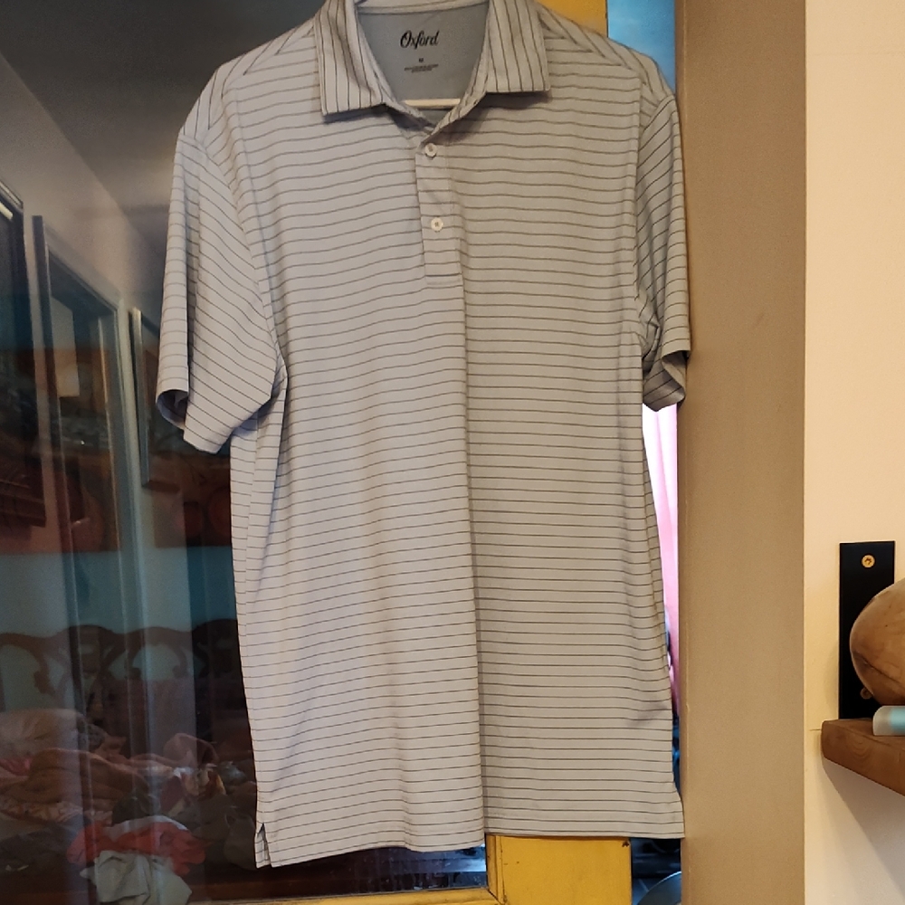 Oxford Gray Polo Shirt with Classic Stripes